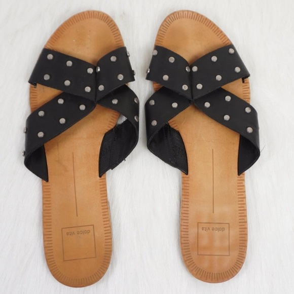 Dolce Vita Black and Tan Studded Sandals, size 8, excellent condition - Picture 1 of 5